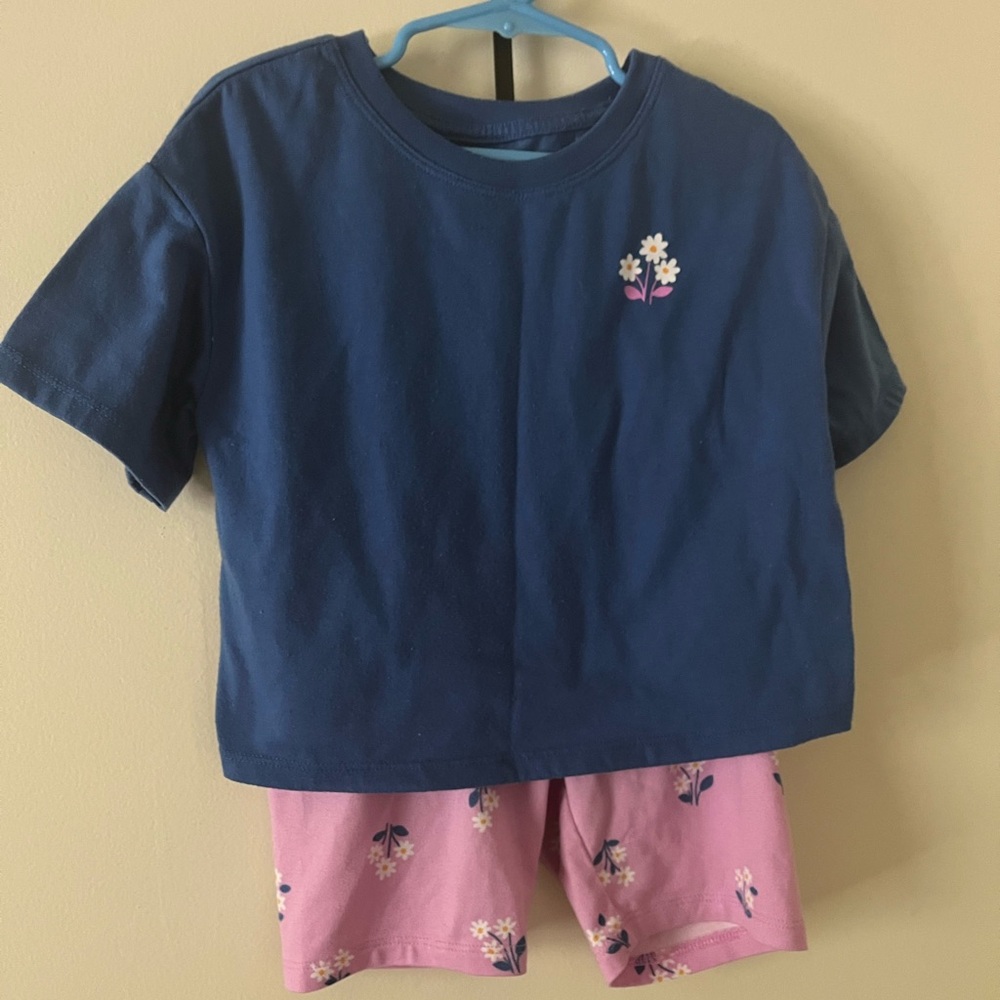 Cat & Jack Navy and Pink Floral Pajama Set